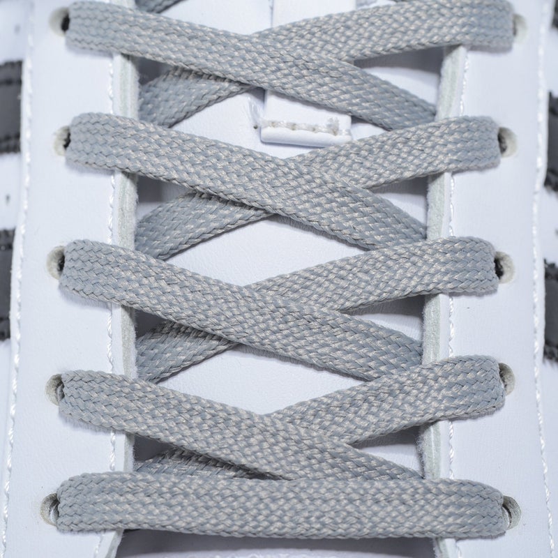 AOMIDI Flat Shoelaces Wide Shoes Lace 2 Pairs Wide Shoelaces Hollow Thick Flat Shoe Laces for Sneakers and Shoes (45" inches (114 cm), Gray) - Image 2